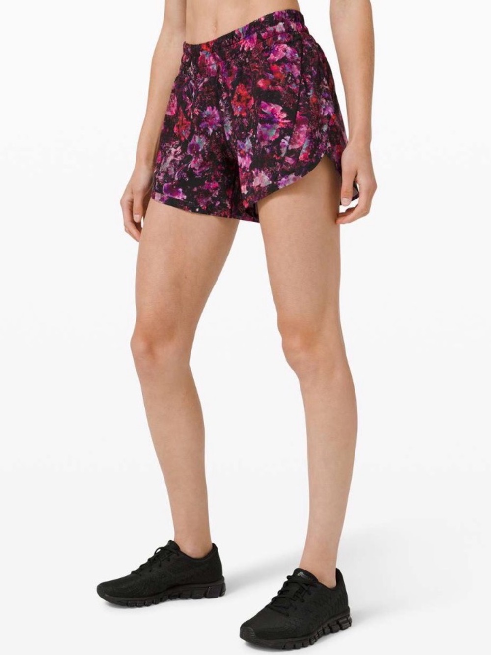 Lululemon Track That Mid-Rise Lined Short 5" Size 4 Fluoro Floral Multi
